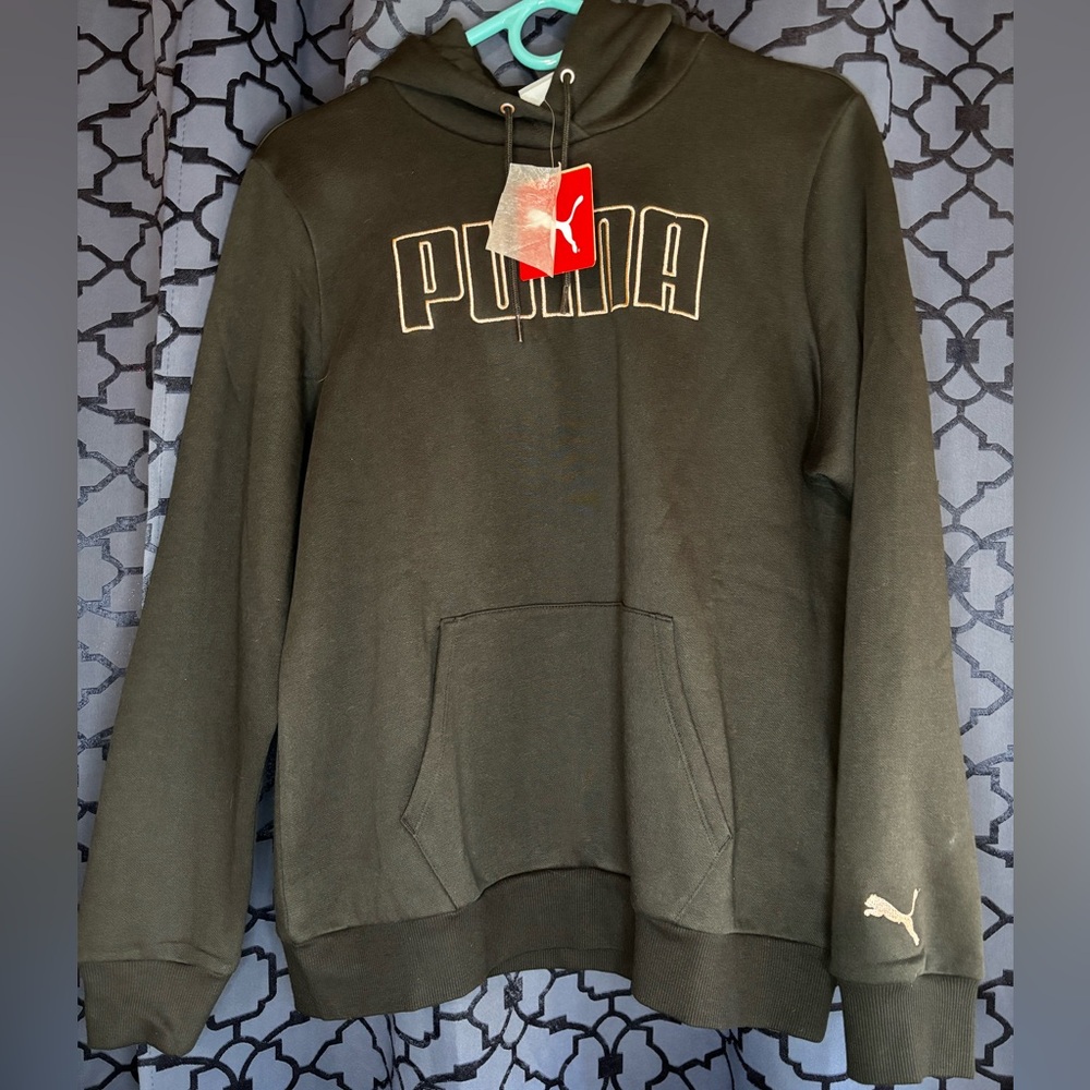 Puma Black Sensi Hoodie Large NWT Gold writing